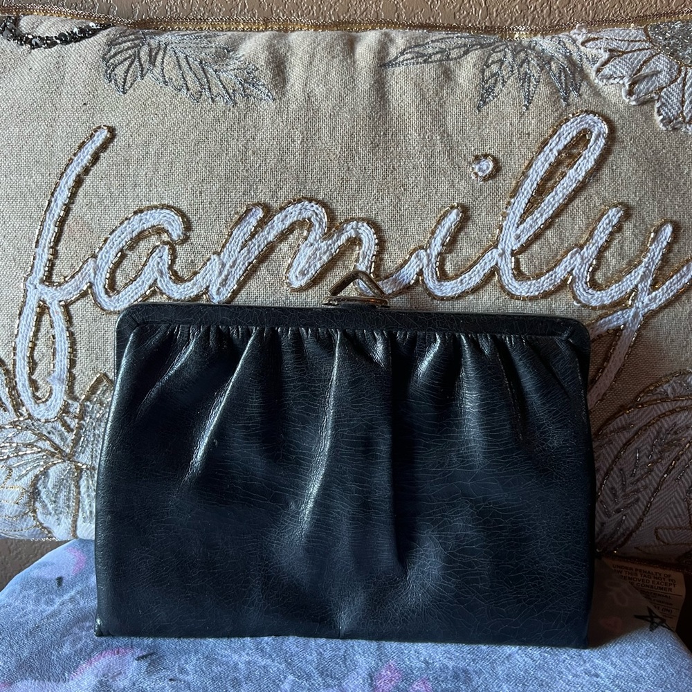 Vintage black leather clutch
